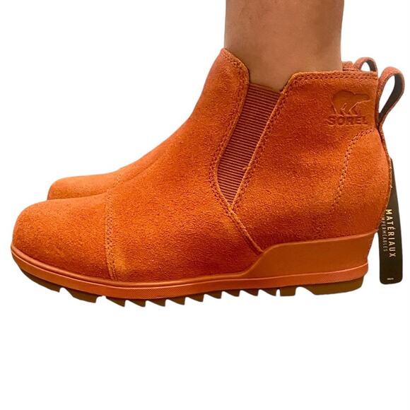 SOREL Evie Waterproof Suede Pull-On Bootie, Women’s Size 6, Warp Red, NWT no box - Picture 2 of 9